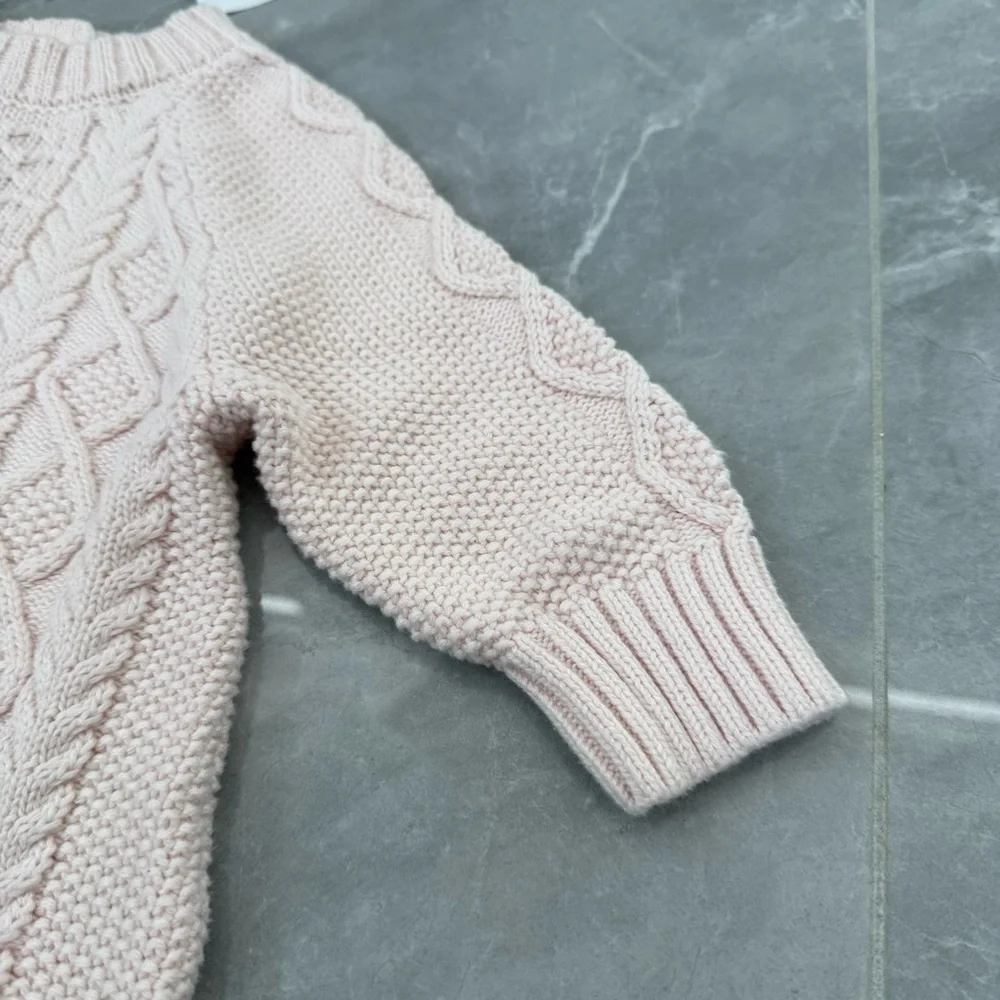 Baby Gap Cable Knit Long Sleeve Sweater Dress 100% Cotton Size 6-12 Months